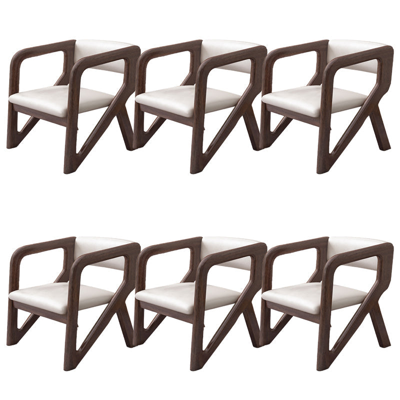 Open Back Arm Chairs Solid Wood Dining Chairs for Dining Room Off-White 6 Piece Set Walnut Clearhalo 'Dining Chairs' 'Dining Tables & Seating' 'dining_chair' 'furn' 'furn_dining_chair' 'Furniture' 'Kitchen & Dining Furniture' 7327035