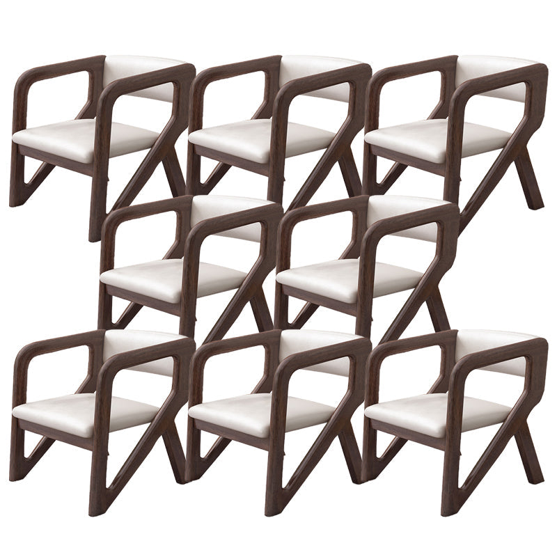 Open Back Arm Chairs Solid Wood Dining Chairs for Dining Room Off-White 8 Piece Set Walnut Clearhalo 'Dining Chairs' 'Dining Tables & Seating' 'dining_chair' 'furn' 'furn_dining_chair' 'Furniture' 'Kitchen & Dining Furniture' 7327036