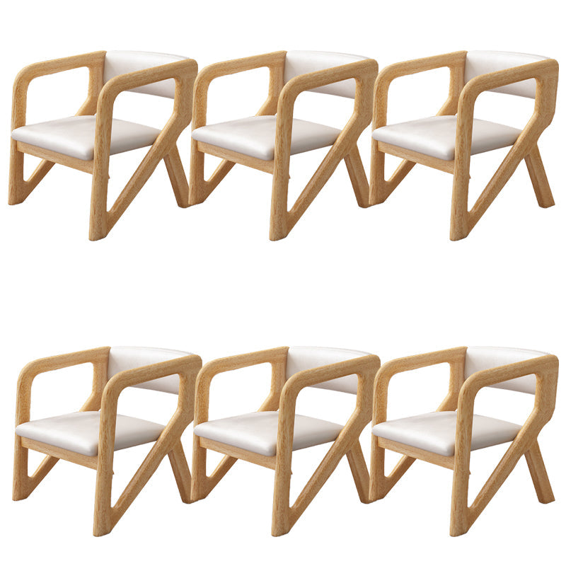 Open Back Arm Chairs Solid Wood Dining Chairs for Dining Room Off-White 6 Piece Set Natural Wood Clearhalo 'Dining Chairs' 'Dining Tables & Seating' 'dining_chair' 'furn' 'furn_dining_chair' 'Furniture' 'Kitchen & Dining Furniture' 7327040