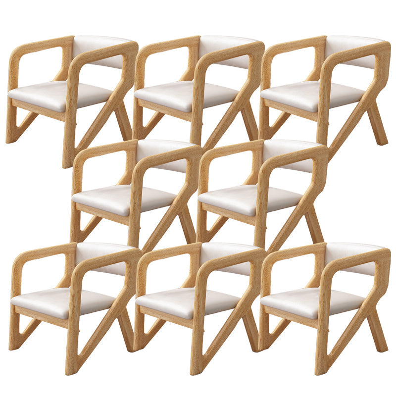 Open Back Arm Chairs Solid Wood Dining Chairs for Dining Room Off-White 8 Piece Set Natural Wood Clearhalo 'Dining Chairs' 'Dining Tables & Seating' 'dining_chair' 'furn' 'furn_dining_chair' 'Furniture' 'Kitchen & Dining Furniture' 7327041