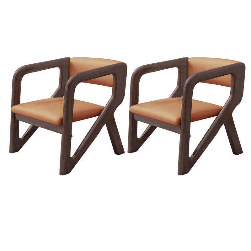 Open Back Arm Chairs Solid Wood Dining Chairs for Dining Room Orange 2 Piece Set Walnut Clearhalo 'Dining Chairs' 'Dining Tables & Seating' 'dining_chair' 'furn' 'furn_dining_chair' 'Furniture' 'Kitchen & Dining Furniture' 7327043