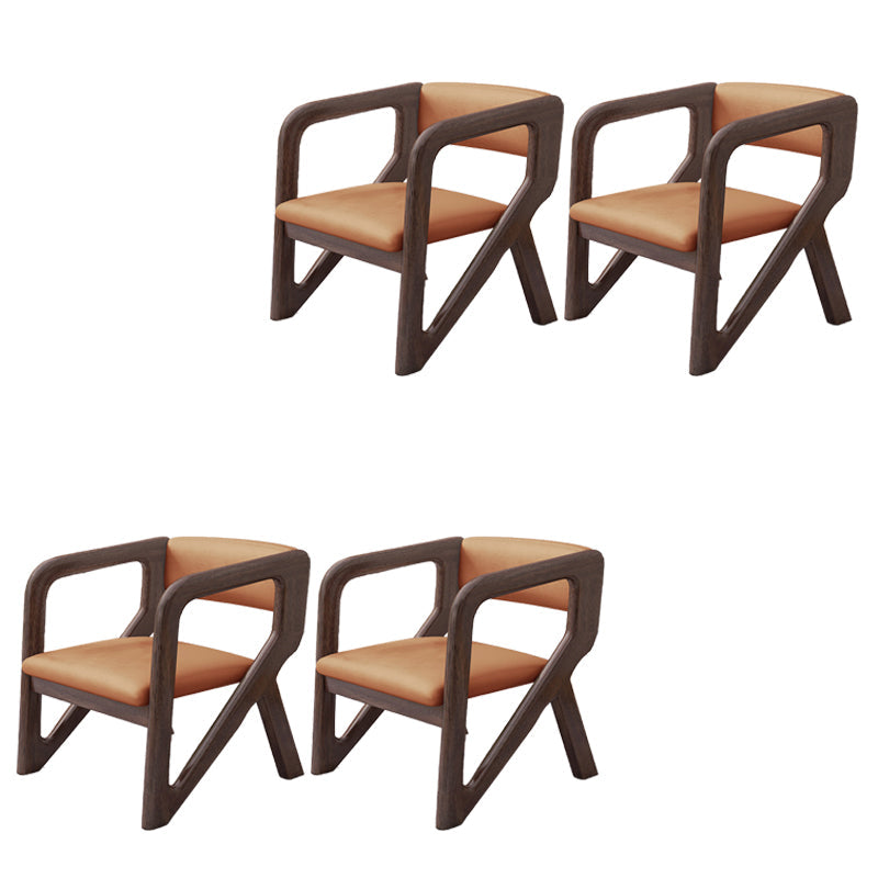 Open Back Arm Chairs Solid Wood Dining Chairs for Dining Room Orange 4 Piece Set Walnut Clearhalo 'Dining Chairs' 'Dining Tables & Seating' 'dining_chair' 'furn' 'furn_dining_chair' 'Furniture' 'Kitchen & Dining Furniture' 7327044