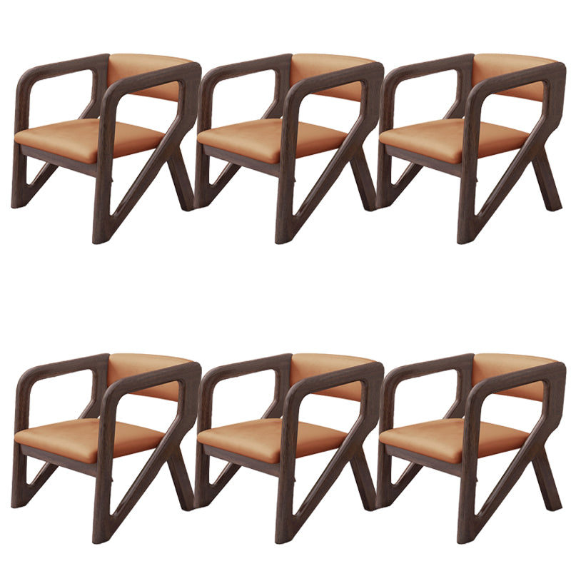 Open Back Arm Chairs Solid Wood Dining Chairs for Dining Room Orange 6 Piece Set Walnut Clearhalo 'Dining Chairs' 'Dining Tables & Seating' 'dining_chair' 'furn' 'furn_dining_chair' 'Furniture' 'Kitchen & Dining Furniture' 7327045
