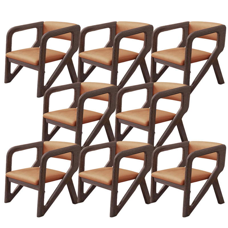 Open Back Arm Chairs Solid Wood Dining Chairs for Dining Room Orange 8 Piece Set Walnut Clearhalo 'Dining Chairs' 'Dining Tables & Seating' 'dining_chair' 'furn' 'furn_dining_chair' 'Furniture' 'Kitchen & Dining Furniture' 7327046