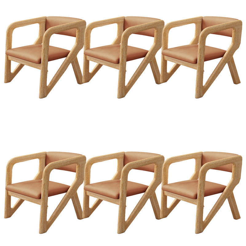 Open Back Arm Chairs Solid Wood Dining Chairs for Dining Room Orange 6 Piece Set Natural Wood Clearhalo 'Dining Chairs' 'Dining Tables & Seating' 'dining_chair' 'furn' 'furn_dining_chair' 'Furniture' 'Kitchen & Dining Furniture' 7327050