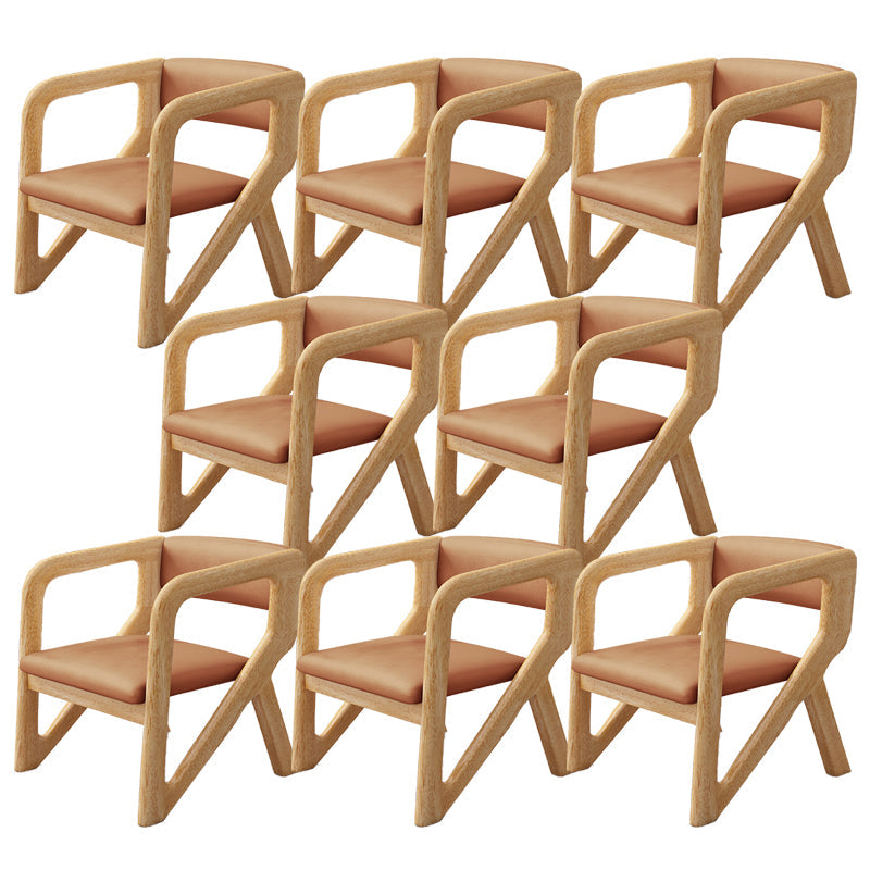 Open Back Arm Chairs Solid Wood Dining Chairs for Dining Room Orange 8 Piece Set Natural Wood Clearhalo 'Dining Chairs' 'Dining Tables & Seating' 'dining_chair' 'furn' 'furn_dining_chair' 'Furniture' 'Kitchen & Dining Furniture' 7327051