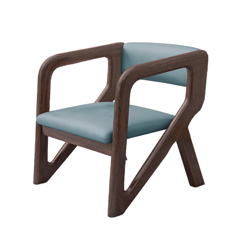 Open Back Arm Chairs Solid Wood Dining Chairs for Dining Room Gray Blue 1 Piece Walnut Clearhalo 'Dining Chairs' 'Dining Tables & Seating' 'dining_chair' 'furn' 'furn_dining_chair' 'Furniture' 'Kitchen & Dining Furniture' 7327052