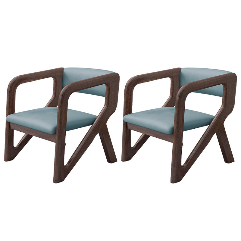 Open Back Arm Chairs Solid Wood Dining Chairs for Dining Room Gray Blue 2 Piece Set Walnut Clearhalo 'Dining Chairs' 'Dining Tables & Seating' 'dining_chair' 'furn' 'furn_dining_chair' 'Furniture' 'Kitchen & Dining Furniture' 7327053