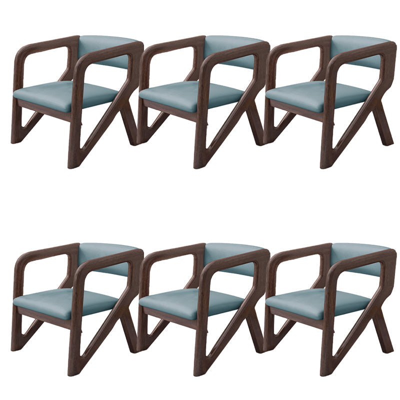 Open Back Arm Chairs Solid Wood Dining Chairs for Dining Room Gray Blue 6 Piece Set Walnut Clearhalo 'Dining Chairs' 'Dining Tables & Seating' 'dining_chair' 'furn' 'furn_dining_chair' 'Furniture' 'Kitchen & Dining Furniture' 7327055