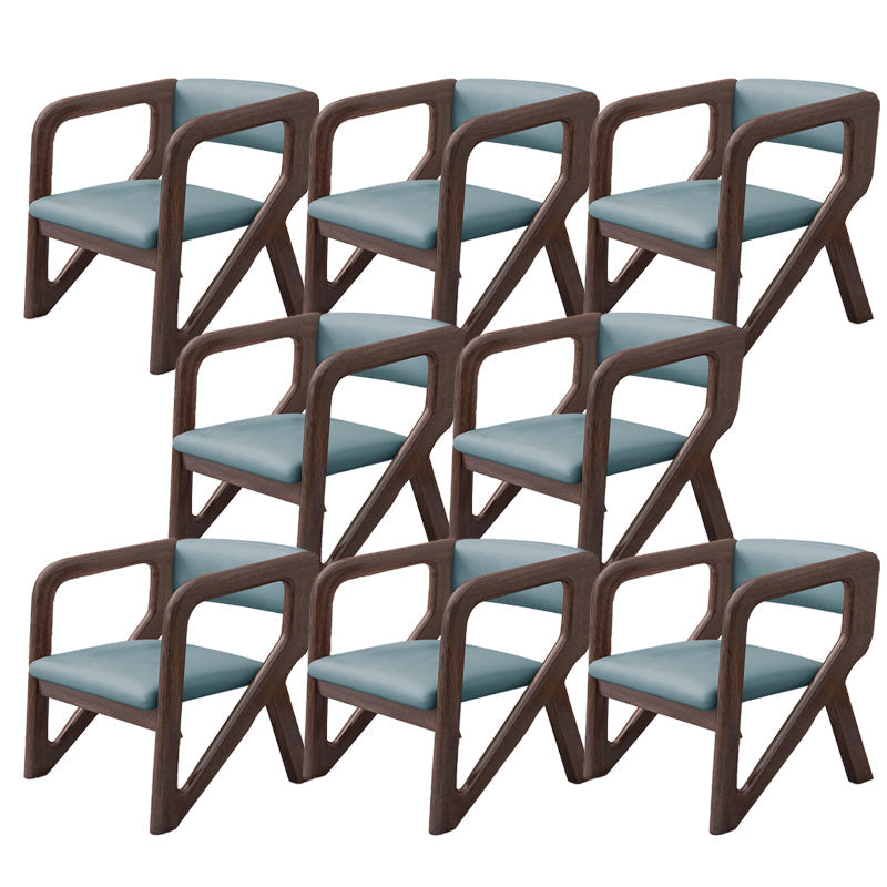 Open Back Arm Chairs Solid Wood Dining Chairs for Dining Room Gray Blue 8 Piece Set Walnut Clearhalo 'Dining Chairs' 'Dining Tables & Seating' 'dining_chair' 'furn' 'furn_dining_chair' 'Furniture' 'Kitchen & Dining Furniture' 7327056