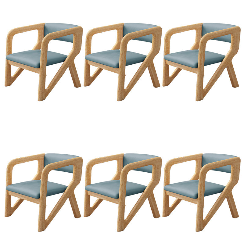 Open Back Arm Chairs Solid Wood Dining Chairs for Dining Room Gray Blue 6 Piece Set Natural Wood Clearhalo 'Dining Chairs' 'Dining Tables & Seating' 'dining_chair' 'furn' 'furn_dining_chair' 'Furniture' 'Kitchen & Dining Furniture' 7327060