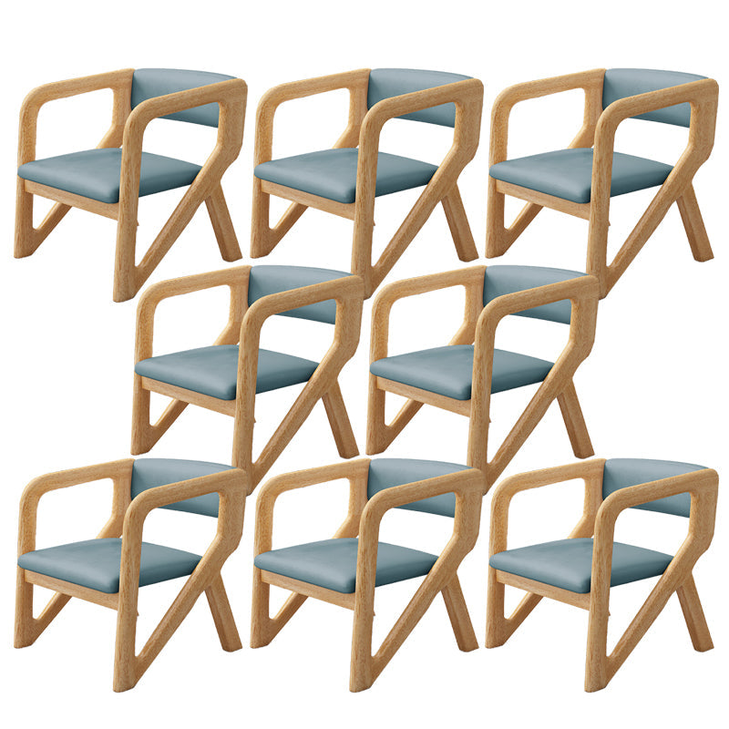 Open Back Arm Chairs Solid Wood Dining Chairs for Dining Room Gray Blue 8 Piece Set Natural Wood Clearhalo 'Dining Chairs' 'Dining Tables & Seating' 'dining_chair' 'furn' 'furn_dining_chair' 'Furniture' 'Kitchen & Dining Furniture' 7327061
