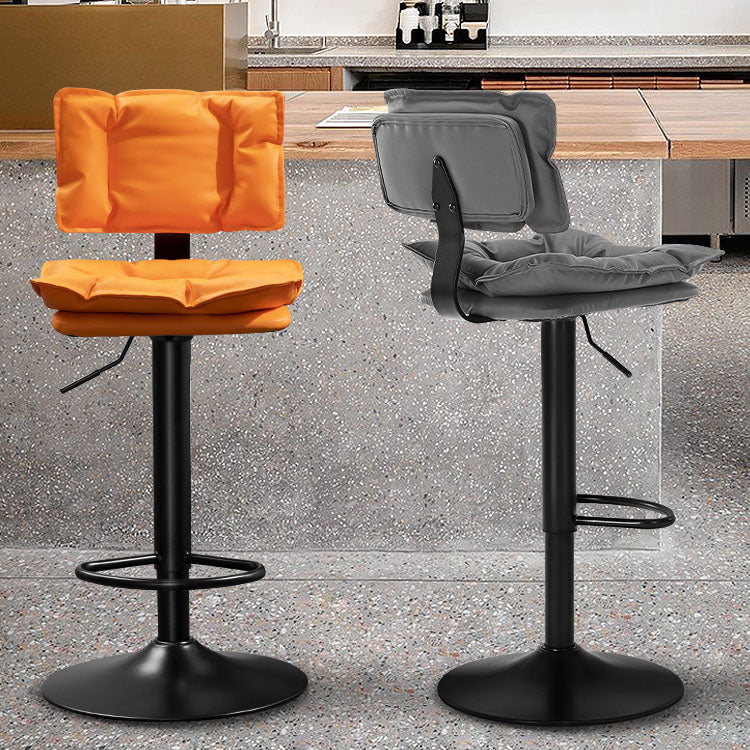 Glam Style Faux Leather Bar Stools Swivel Adjustable Height Bar Stool with Black Base Clearhalo 'Bar Furniture' 'Bar Stools' 'bar_stools' 'furn' 'furn_bar_stools' 'Furniture' 'Kitchen & Dining Furniture' 7327249