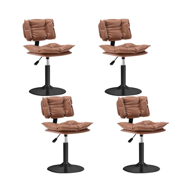 Glam Style Faux Leather Bar Stools Swivel Adjustable Height Bar Stool with Black Base Brown 4 Piece Set Short Stool(22"H) Clearhalo 'Bar Furniture' 'Bar Stools' 'bar_stools' 'furn' 'furn_bar_stools' 'Furniture' 'Kitchen & Dining Furniture' 7327252
