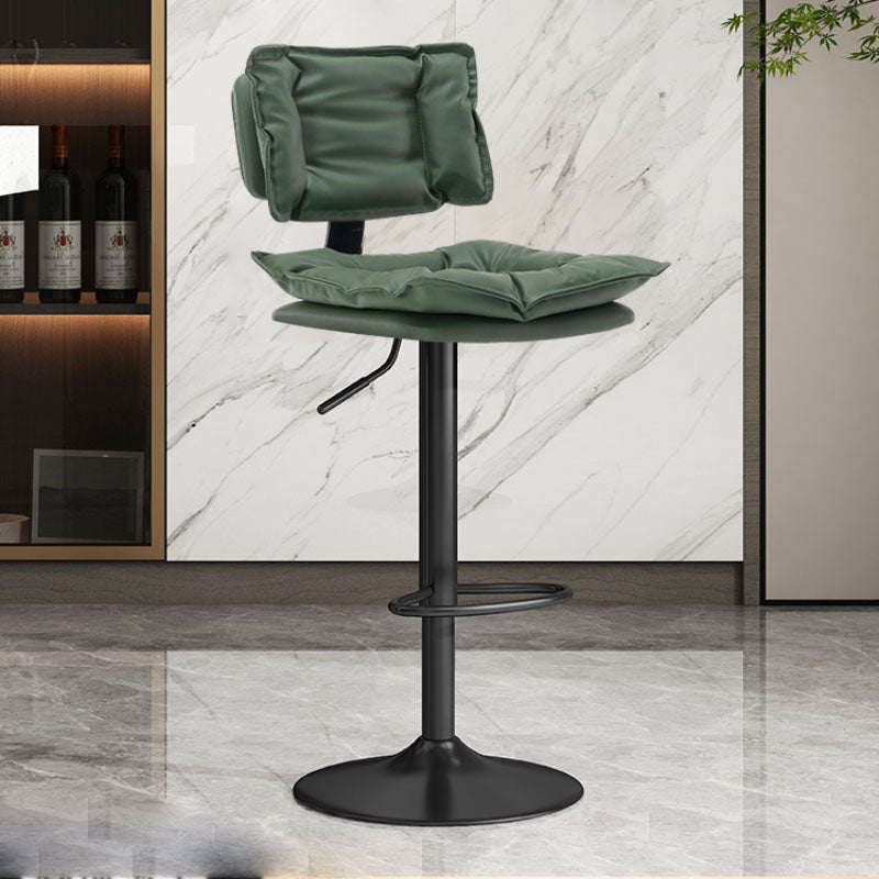 Glam Style Faux Leather Bar Stools Swivel Adjustable Height Bar Stool with Black Base Clearhalo 'Bar Furniture' 'Bar Stools' 'bar_stools' 'furn' 'furn_bar_stools' 'Furniture' 'Kitchen & Dining Furniture' 7327253