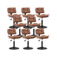 Glam Style Faux Leather Bar Stools Swivel Adjustable Height Bar Stool with Black Base Brown 8 Piece Set Short Stool(22"H) Clearhalo 'Bar Furniture' 'Bar Stools' 'bar_stools' 'furn' 'furn_bar_stools' 'Furniture' 'Kitchen & Dining Furniture' 7327256