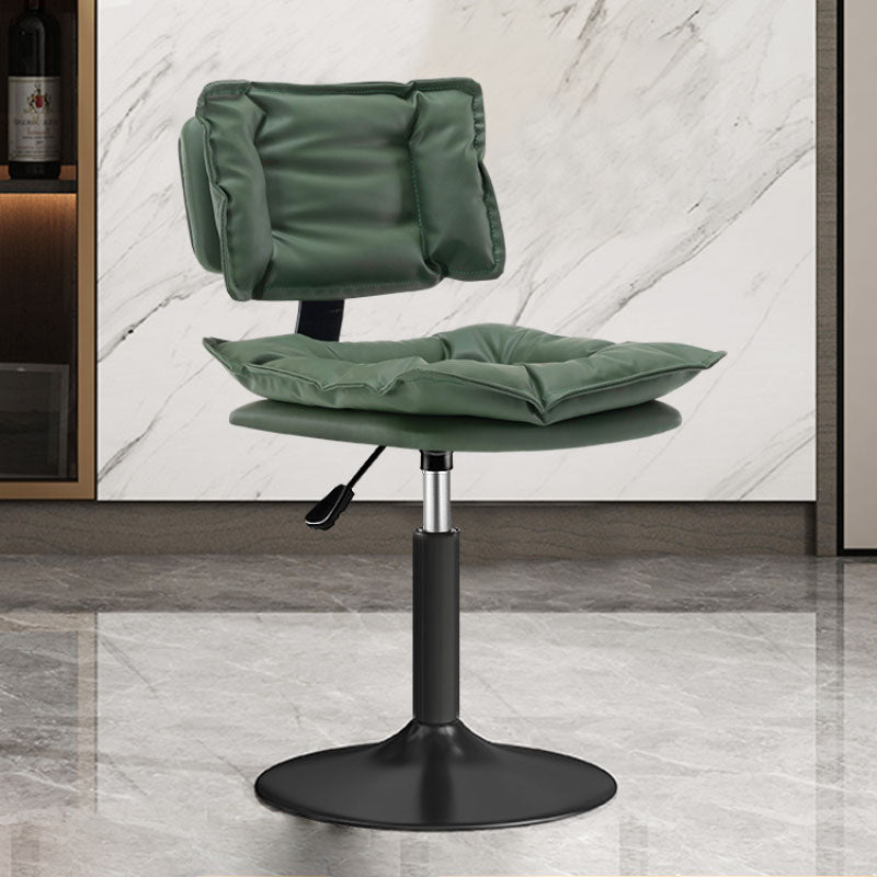 Glam Style Faux Leather Bar Stools Swivel Adjustable Height Bar Stool with Black Base Blackish Green 1 Piece Short Stool(22"H) Clearhalo 'Bar Furniture' 'Bar Stools' 'bar_stools' 'furn' 'furn_bar_stools' 'Furniture' 'Kitchen & Dining Furniture' 7327258