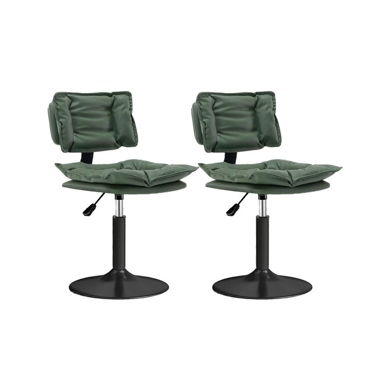 Glam Style Faux Leather Bar Stools Swivel Adjustable Height Bar Stool with Black Base Blackish Green 2 Piece Set Short Stool(22"H) Clearhalo 'Bar Furniture' 'Bar Stools' 'bar_stools' 'furn' 'furn_bar_stools' 'Furniture' 'Kitchen & Dining Furniture' 7327260