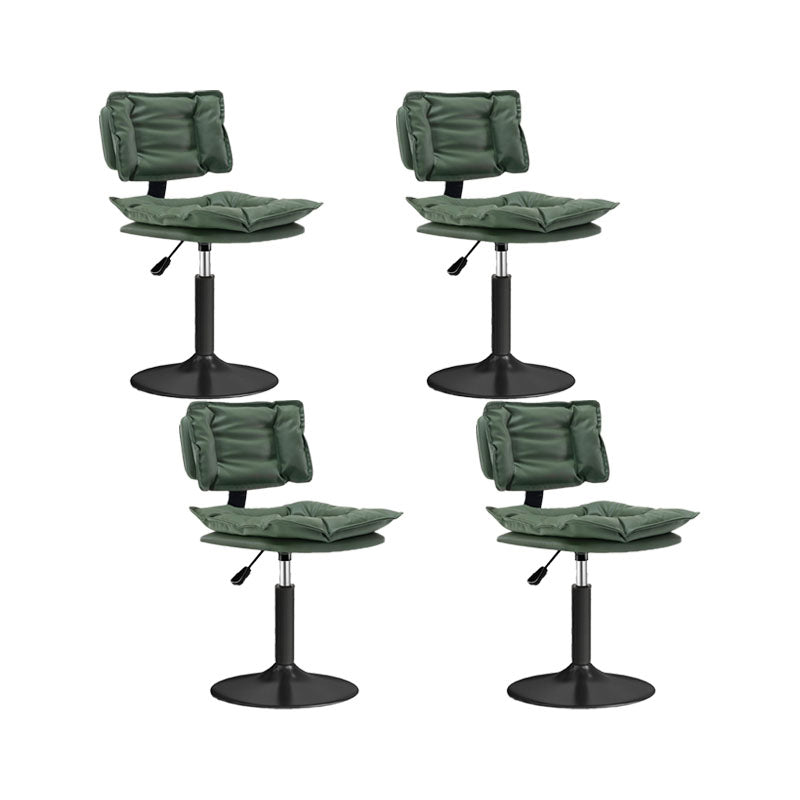 Glam Style Faux Leather Bar Stools Swivel Adjustable Height Bar Stool with Black Base Blackish Green 4 Piece Set Short Stool(22"H) Clearhalo 'Bar Furniture' 'Bar Stools' 'bar_stools' 'furn' 'furn_bar_stools' 'Furniture' 'Kitchen & Dining Furniture' 7327261