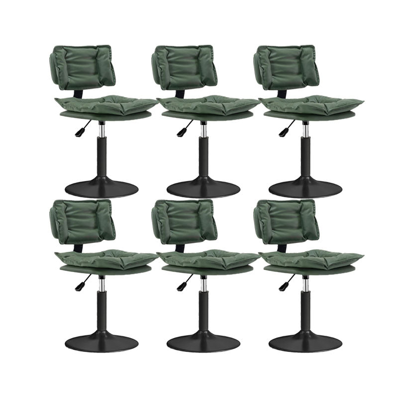 Glam Style Faux Leather Bar Stools Swivel Adjustable Height Bar Stool with Black Base Blackish Green 6 Piece Set Short Stool(22"H) Clearhalo 'Bar Furniture' 'Bar Stools' 'bar_stools' 'furn' 'furn_bar_stools' 'Furniture' 'Kitchen & Dining Furniture' 7327264