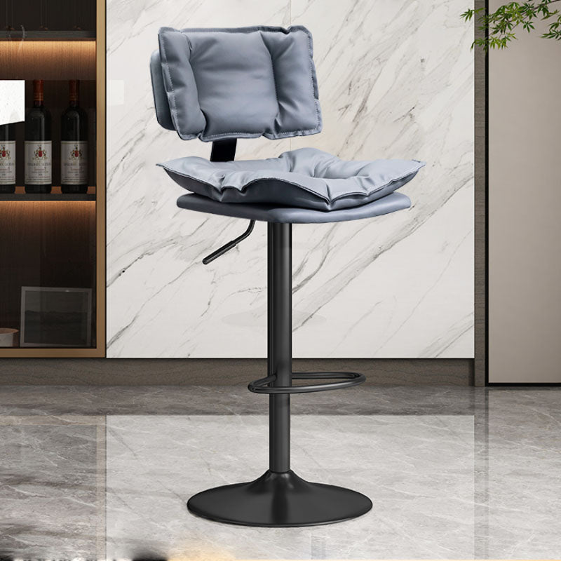 Glam Style Faux Leather Bar Stools Swivel Adjustable Height Bar Stool with Black Base Clearhalo 'Bar Furniture' 'Bar Stools' 'bar_stools' 'furn' 'furn_bar_stools' 'Furniture' 'Kitchen & Dining Furniture' 7327265
