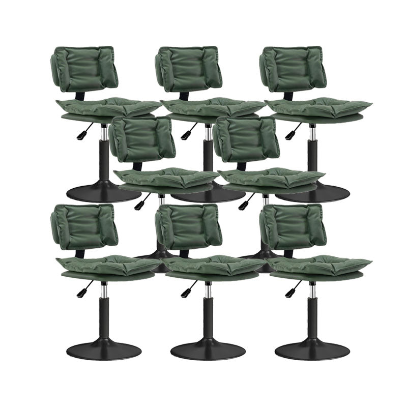 Glam Style Faux Leather Bar Stools Swivel Adjustable Height Bar Stool with Black Base Blackish Green 8 Piece Set Short Stool(22"H) Clearhalo 'Bar Furniture' 'Bar Stools' 'bar_stools' 'furn' 'furn_bar_stools' 'Furniture' 'Kitchen & Dining Furniture' 7327266