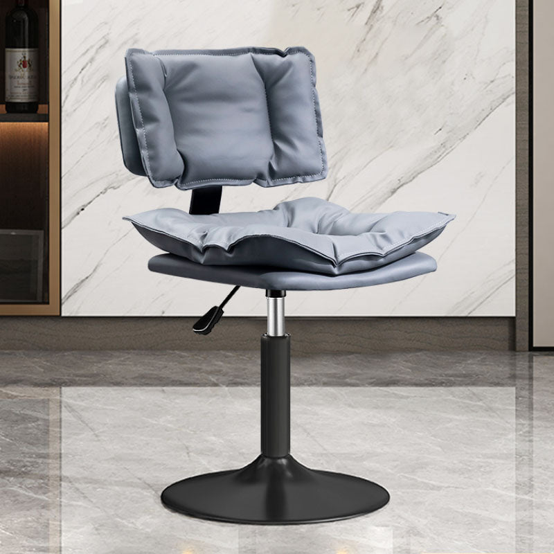 Glam Style Faux Leather Bar Stools Swivel Adjustable Height Bar Stool with Black Base Grey 1 Piece Short Stool(22"H) Clearhalo 'Bar Furniture' 'Bar Stools' 'bar_stools' 'furn' 'furn_bar_stools' 'Furniture' 'Kitchen & Dining Furniture' 7327267