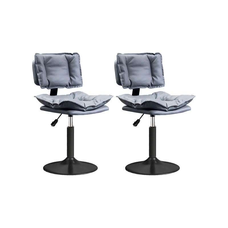 Glam Style Faux Leather Bar Stools Swivel Adjustable Height Bar Stool with Black Base Grey 2 Piece Set Short Stool(22"H) Clearhalo 'Bar Furniture' 'Bar Stools' 'bar_stools' 'furn' 'furn_bar_stools' 'Furniture' 'Kitchen & Dining Furniture' 7327268