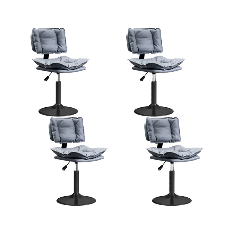 Glam Style Faux Leather Bar Stools Swivel Adjustable Height Bar Stool with Black Base Grey 4 Piece Set Short Stool(22"H) Clearhalo 'Bar Furniture' 'Bar Stools' 'bar_stools' 'furn' 'furn_bar_stools' 'Furniture' 'Kitchen & Dining Furniture' 7327269