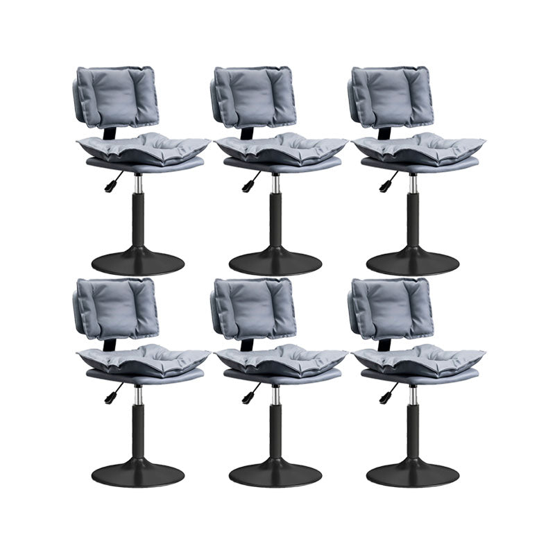 Glam Style Faux Leather Bar Stools Swivel Adjustable Height Bar Stool with Black Base Grey 6 Piece Set Short Stool(22"H) Clearhalo 'Bar Furniture' 'Bar Stools' 'bar_stools' 'furn' 'furn_bar_stools' 'Furniture' 'Kitchen & Dining Furniture' 7327270
