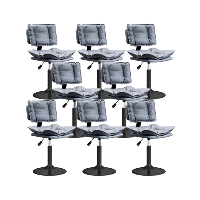 Glam Style Faux Leather Bar Stools Swivel Adjustable Height Bar Stool with Black Base Grey 8 Piece Set Short Stool(22"H) Clearhalo 'Bar Furniture' 'Bar Stools' 'bar_stools' 'furn' 'furn_bar_stools' 'Furniture' 'Kitchen & Dining Furniture' 7327271