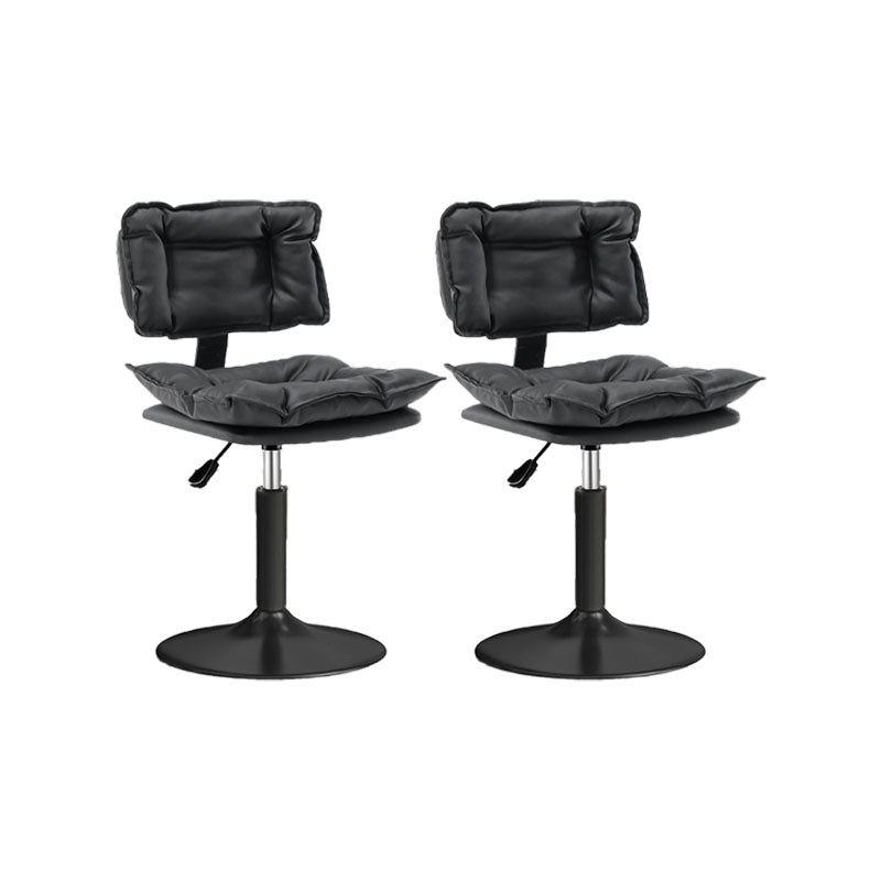 Glam Style Faux Leather Bar Stools Swivel Adjustable Height Bar Stool with Black Base Black 2 Piece Set Short Stool(22"H) Clearhalo 'Bar Furniture' 'Bar Stools' 'bar_stools' 'furn' 'furn_bar_stools' 'Furniture' 'Kitchen & Dining Furniture' 7327273