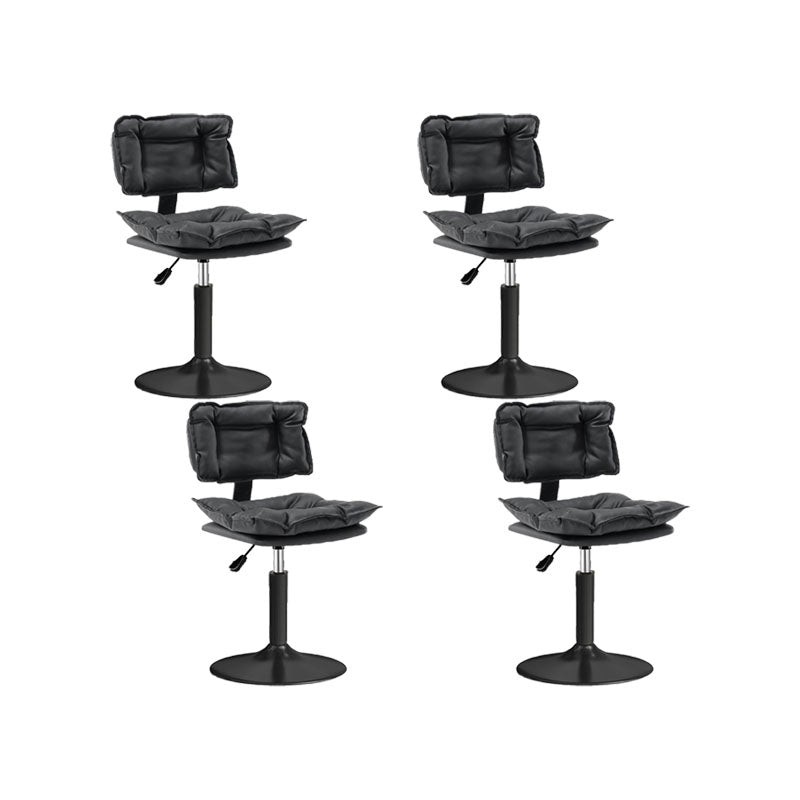 Glam Style Faux Leather Bar Stools Swivel Adjustable Height Bar Stool with Black Base Black 4 Piece Set Short Stool(22"H) Clearhalo 'Bar Furniture' 'Bar Stools' 'bar_stools' 'furn' 'furn_bar_stools' 'Furniture' 'Kitchen & Dining Furniture' 7327274