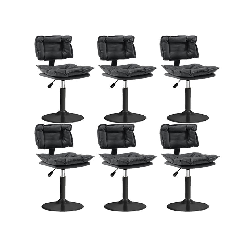 Glam Style Faux Leather Bar Stools Swivel Adjustable Height Bar Stool with Black Base Black 6 Piece Set Short Stool(22"H) Clearhalo 'Bar Furniture' 'Bar Stools' 'bar_stools' 'furn' 'furn_bar_stools' 'Furniture' 'Kitchen & Dining Furniture' 7327275