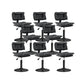 Glam Style Faux Leather Bar Stools Swivel Adjustable Height Bar Stool with Black Base Black 8 Piece Set Short Stool(22"H) Clearhalo 'Bar Furniture' 'Bar Stools' 'bar_stools' 'furn' 'furn_bar_stools' 'Furniture' 'Kitchen & Dining Furniture' 7327276