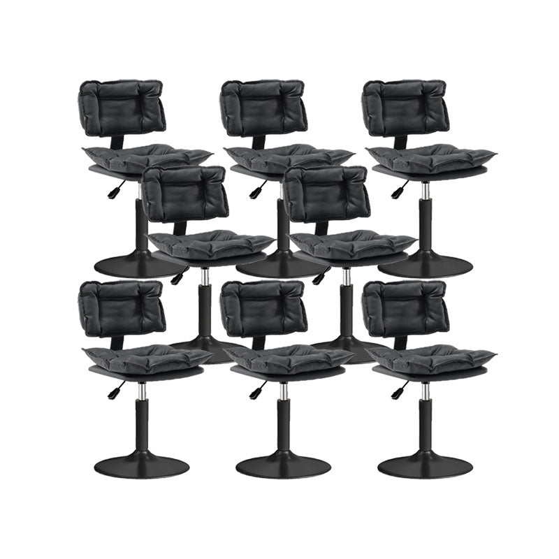 Glam Style Faux Leather Bar Stools Swivel Adjustable Height Bar Stool with Black Base Black 8 Piece Set Short Stool(22"H) Clearhalo 'Bar Furniture' 'Bar Stools' 'bar_stools' 'furn' 'furn_bar_stools' 'Furniture' 'Kitchen & Dining Furniture' 7327276