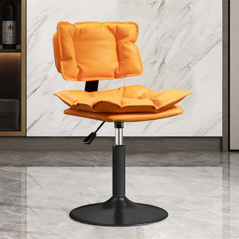 Glam Style Faux Leather Bar Stools Swivel Adjustable Height Bar Stool with Black Base Orange 1 Piece Short Stool(22"H) Clearhalo 'Bar Furniture' 'Bar Stools' 'bar_stools' 'furn' 'furn_bar_stools' 'Furniture' 'Kitchen & Dining Furniture' 7327277
