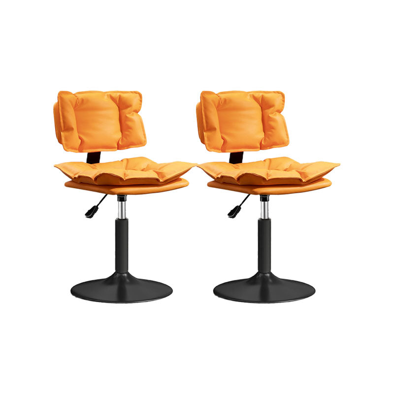 Glam Style Faux Leather Bar Stools Swivel Adjustable Height Bar Stool with Black Base Orange 2 Piece Set Short Stool(22"H) Clearhalo 'Bar Furniture' 'Bar Stools' 'bar_stools' 'furn' 'furn_bar_stools' 'Furniture' 'Kitchen & Dining Furniture' 7327278