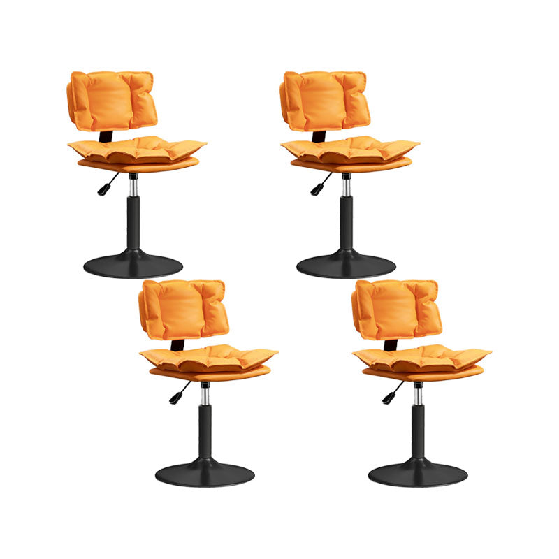 Glam Style Faux Leather Bar Stools Swivel Adjustable Height Bar Stool with Black Base Orange 4 Piece Set Short Stool(22"H) Clearhalo 'Bar Furniture' 'Bar Stools' 'bar_stools' 'furn' 'furn_bar_stools' 'Furniture' 'Kitchen & Dining Furniture' 7327279