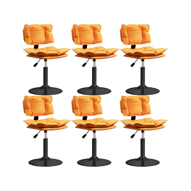 Glam Style Faux Leather Bar Stools Swivel Adjustable Height Bar Stool with Black Base Orange 6 Piece Set Short Stool(22"H) Clearhalo 'Bar Furniture' 'Bar Stools' 'bar_stools' 'furn' 'furn_bar_stools' 'Furniture' 'Kitchen & Dining Furniture' 7327280