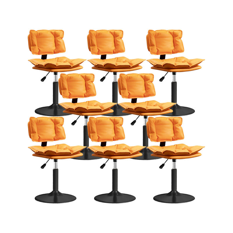 Glam Style Faux Leather Bar Stools Swivel Adjustable Height Bar Stool with Black Base Orange 8 Piece Set Short Stool(22"H) Clearhalo 'Bar Furniture' 'Bar Stools' 'bar_stools' 'furn' 'furn_bar_stools' 'Furniture' 'Kitchen & Dining Furniture' 7327281