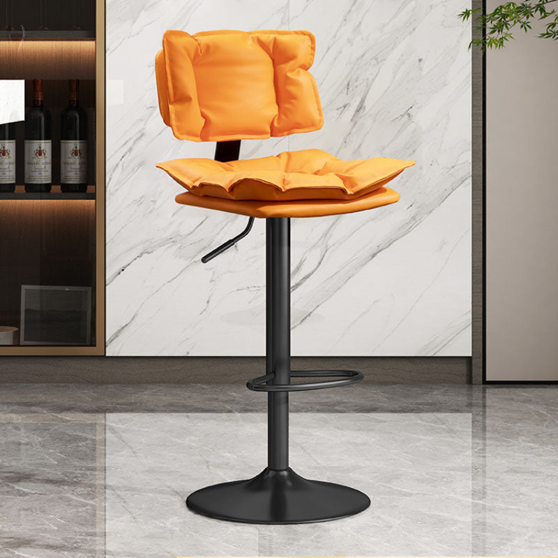 Glam Style Faux Leather Bar Stools Swivel Adjustable Height Bar Stool with Black Base Orange 1 Piece Bar Stool(32.7"H) Clearhalo 'Bar Furniture' 'Bar Stools' 'bar_stools' 'furn' 'furn_bar_stools' 'Furniture' 'Kitchen & Dining Furniture' 7327282