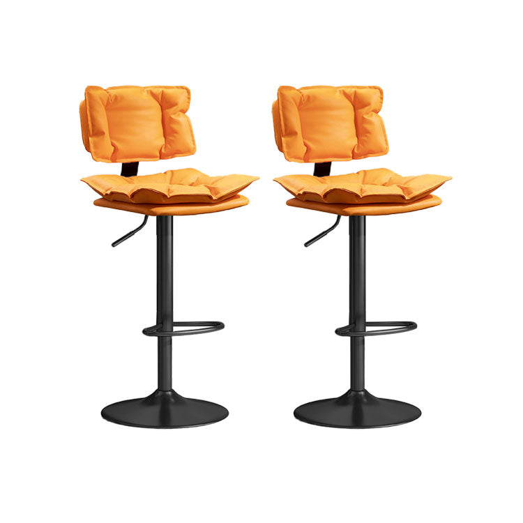 Glam Style Faux Leather Bar Stools Swivel Adjustable Height Bar Stool with Black Base Orange 2 Piece Set Bar Stool(32.7"H) Clearhalo 'Bar Furniture' 'Bar Stools' 'bar_stools' 'furn' 'furn_bar_stools' 'Furniture' 'Kitchen & Dining Furniture' 7327283