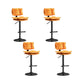 Glam Style Faux Leather Bar Stools Swivel Adjustable Height Bar Stool with Black Base Orange 4 Piece Set Bar Stool(32.7"H) Clearhalo 'Bar Furniture' 'Bar Stools' 'bar_stools' 'furn' 'furn_bar_stools' 'Furniture' 'Kitchen & Dining Furniture' 7327284