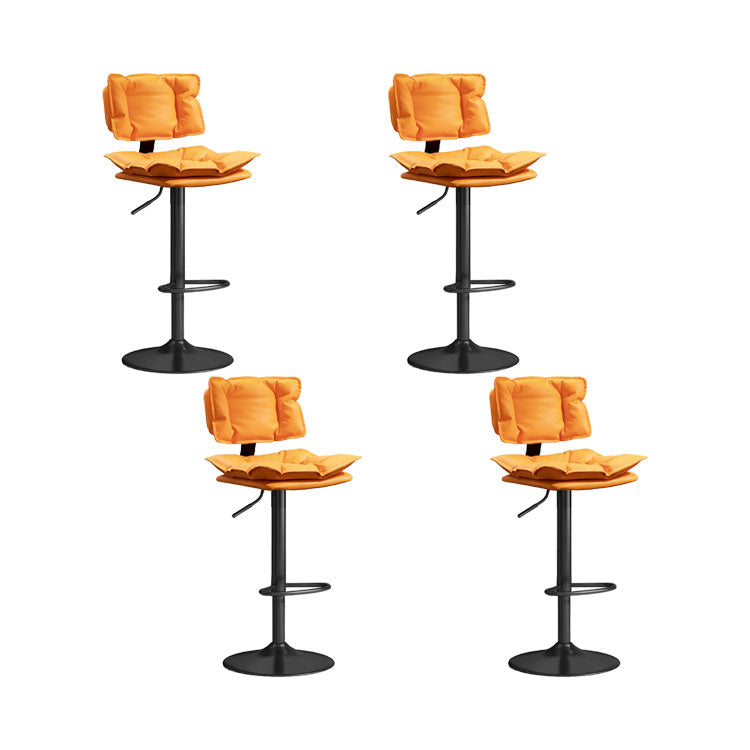 Glam Style Faux Leather Bar Stools Swivel Adjustable Height Bar Stool with Black Base Orange 4 Piece Set Bar Stool(32.7"H) Clearhalo 'Bar Furniture' 'Bar Stools' 'bar_stools' 'furn' 'furn_bar_stools' 'Furniture' 'Kitchen & Dining Furniture' 7327284