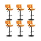 Glam Style Faux Leather Bar Stools Swivel Adjustable Height Bar Stool with Black Base Orange 6 Piece Set Bar Stool(32.7"H) Clearhalo 'Bar Furniture' 'Bar Stools' 'bar_stools' 'furn' 'furn_bar_stools' 'Furniture' 'Kitchen & Dining Furniture' 7327285