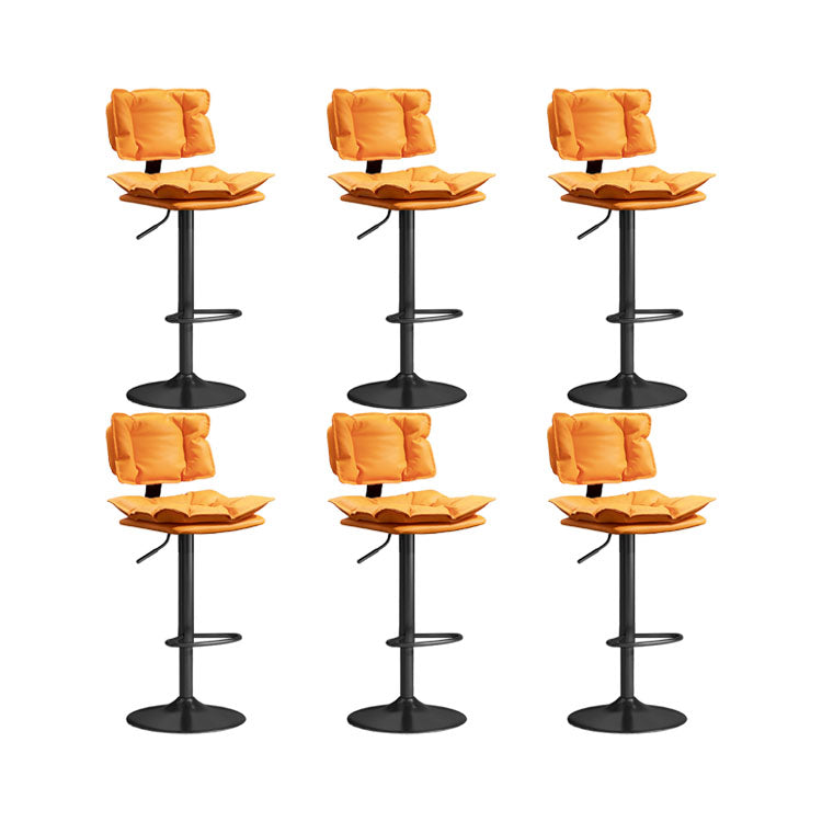 Glam Style Faux Leather Bar Stools Swivel Adjustable Height Bar Stool with Black Base Orange 6 Piece Set Bar Stool(32.7"H) Clearhalo 'Bar Furniture' 'Bar Stools' 'bar_stools' 'furn' 'furn_bar_stools' 'Furniture' 'Kitchen & Dining Furniture' 7327285