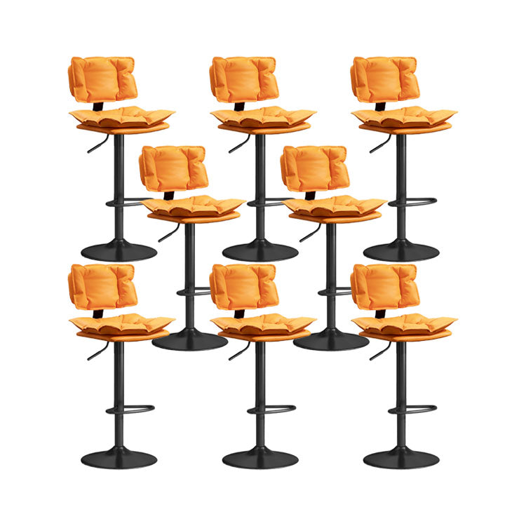 Glam Style Faux Leather Bar Stools Swivel Adjustable Height Bar Stool with Black Base Orange 8 Piece Set Bar Stool(32.7"H) Clearhalo 'Bar Furniture' 'Bar Stools' 'bar_stools' 'furn' 'furn_bar_stools' 'Furniture' 'Kitchen & Dining Furniture' 7327286