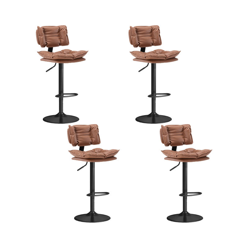 Glam Style Faux Leather Bar Stools Swivel Adjustable Height Bar Stool with Black Base Brown 4 Piece Set Bar Stool(32.7"H) Clearhalo 'Bar Furniture' 'Bar Stools' 'bar_stools' 'furn' 'furn_bar_stools' 'Furniture' 'Kitchen & Dining Furniture' 7327289