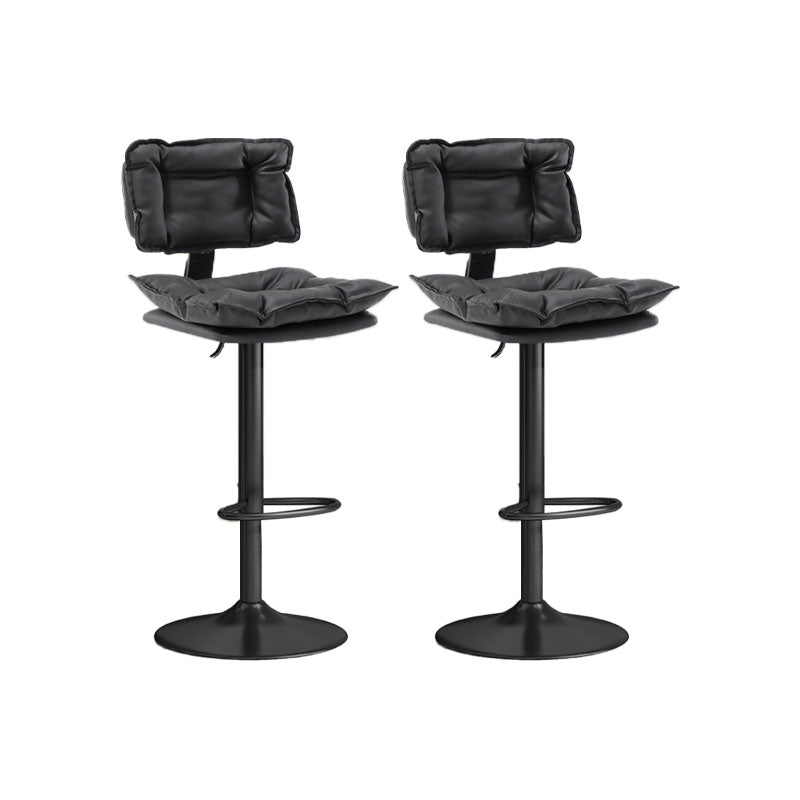 Glam Style Faux Leather Bar Stools Swivel Adjustable Height Bar Stool with Black Base Black 2 Piece Set Bar Stool(32.7"H) Clearhalo 'Bar Furniture' 'Bar Stools' 'bar_stools' 'furn' 'furn_bar_stools' 'Furniture' 'Kitchen & Dining Furniture' 7327293